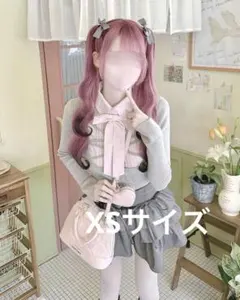 新品未開封 HONEYMEW リボン付きレースアップドッキングトップス グレー