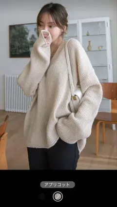 SHEIN Vネック Mサイズ DAZY ドロップショルダー リブニットセーター