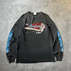90s- インディアンモーターサイクル ロンt 墨黒 L 袖プリ ブルーフレイムのサムネイル