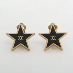 【レア品】CHANEL 星型 イヤリング シャネル ココマーク スター 黒 金
