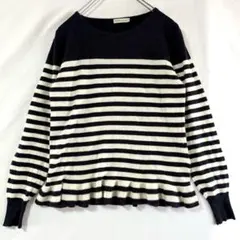 【earth music&ecology】アンゴラ ニット ボーダー フリル M