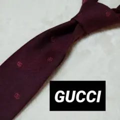 極美品■GUCCI　グッチ　ネクタイ　ワインレッド系　GG柄