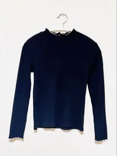 レディース　ニット　M サイズ　リブ編み長袖セーター　黒