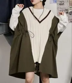 【etsinta】リメイクミリタリー2WAYチルデンニットチュニックベスト