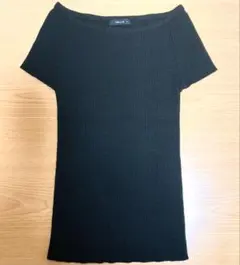 【美品】リブニットボートネックプルオーバー　COMME CA ISM　ブラック