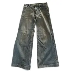 ワイドレッグ デニムパンツ ウォッシュ加工