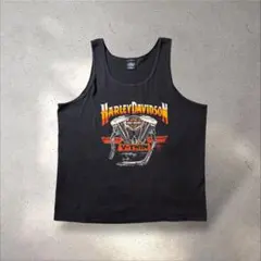 80s 87年USA製ハーレーダビッドソンタンクトップ黒フェードV-TWIN