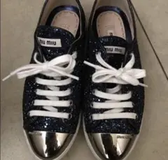 MIU MIU ネイビー グリッター スニーカーのサムネイル