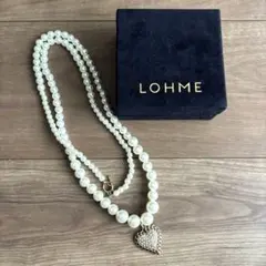 【美品】LOHME パール ハート型チャーム ネックレス