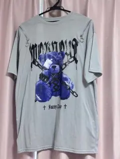 サブカル 地雷系Fuzzy Cup 紫色クマ Tシャツ オーバーサイズ