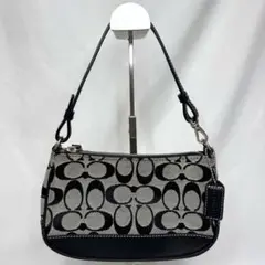COACH アクセサリーポーチ　シグネチャー　キャンバス　レザー　ブラック