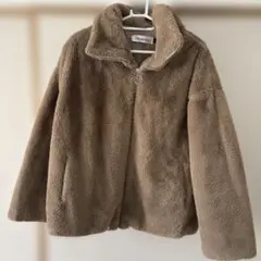 本日23時までセール✨　美品 ブラウン ボアジャケット　ファーコート　Lサイズ