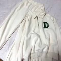 DESSUU ハーフジップ スウェット セットアップ アイボリー L