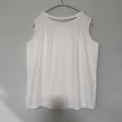 NO BRAND　ノースリーブT　ホワイト　3　古着