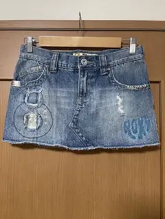ROXYデニムミニスカート ロキシー ダメージ加工　サイズ : 0 (S)