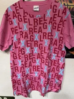 XLARGE 総柄ロゴ Tシャツ ピンク M オールオーバープリント