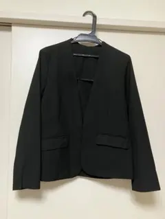 【クロスプラス】ノーカラー黒ジャケットLのサムネイル