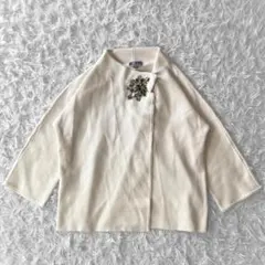 JM Collection ビジュー ケープ カーディガン クリーム M 変形