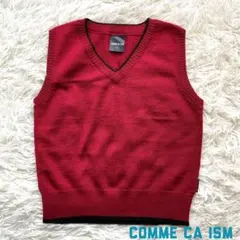 COMME CA ISM 赤 Vネックニットベスト 110