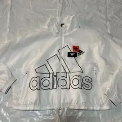 新品 アディダス adidas レディース・クロップ丈ナイロンジャケット M 白のサムネイル