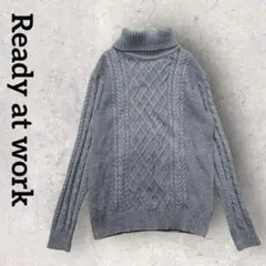 Ready at work タートルネック ケーブル編み ニット セーター(L)