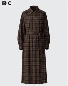 UNIQLO :C ユニクロ　ベルテッドシャツワンピース　M ブラウン
