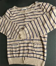 テチチ　アンゴラ混ボーダー　ビーズ刺繍カーディガン