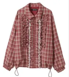 Candy stripper赤チェック フリル付き シャツ・スカートセットのサムネイル