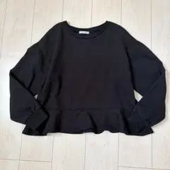 ZARA♡フリル スウェット トレーナー ペプラム ザラ ブラック 黒