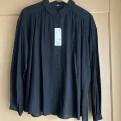 ユニクロ　ソフトローンギャザーブラウス　ブラック　M 未着用タグ付き