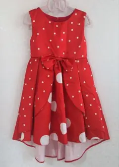 最終お値下げ☆ミニー風ワンピース ドレス 120センチ 水玉レッド [匿名配送]