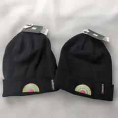 ブラック刺繍ロゴニット帽2個セット