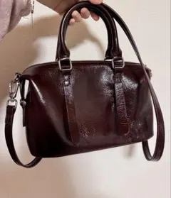 【美品】ボストンバッグ レトロ レッドブラウン