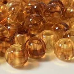 10mm/穴5mm クリアブラウンマーブルビーズ 25個 大穴