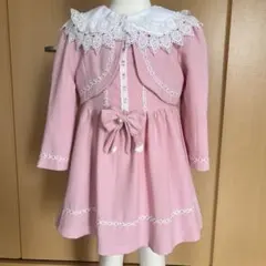 入学式ピンク レース付きワンピース 110cmフォーマル