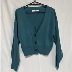 novem 青 カーディガン Vネック