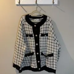 ツイード風 長袖 ニット カーディガン 韓国