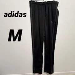 adidas トラックパンツ ジャージ 黒 M プライムグリーン 3本ライン