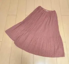 Heather　レディース　スカート　ロング　ドット柄 プリーツ ピンク　F