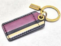 COACH レザー キーホルダー ストライプ 42800