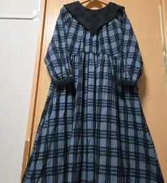 サマンサモスモス SM2 前後着 レース チェック 綿麻 ワンピース