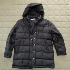 フード付きロング丈ダウンジャケット ブラック