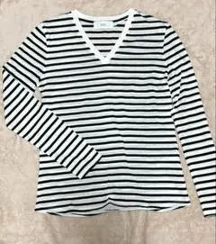 【新品未使用】AZUL by moussyストライプ Vネック 長袖Tシャツ S