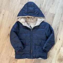 ブラック フード付き ダウンコート ブラウン リバーシブル 120cm