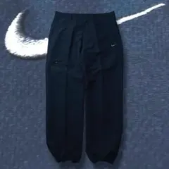 00s NIKE ナイロンカーゴパンツ W35 ワイド ブラック 刺繍ロゴ