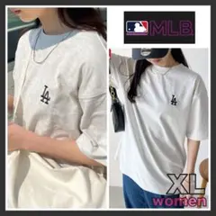 MLB チームロゴワンポイント刺繍 半袖Tシャツ グレー XLサイズのサムネイル