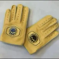 ハーレーダビッドソン 本革 レザーグローブ マスタード Ｌ スカル ドクロ