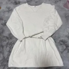 snidel アイボリー Vネック ニットワンピース　ベルト付き