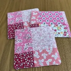 ハンドメイドコースター3枚セット パッチワーク風