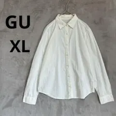 美品 GU XL ホワイト ワイシャツ コットン 長袖シャツ 白シャツ シンプル